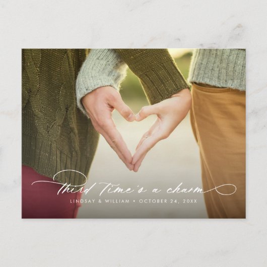 De derde keer is een Kosten Verander de Datum Aankondigingskaart (Voorkant)