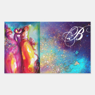 de derde maaswijdte , monogram rechthoekige sticker