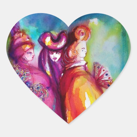 DE DERDE MASK/Venetiaanse Masquerade Heart Hart Sticker (Voorkant)