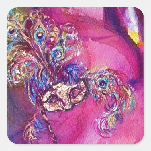 DE DERDE MASK/Venetiaanse Masquerade Vierkante Sticker (Voorkant)