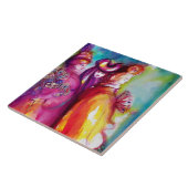 DE DERDE MASK Venetian Masquerade Waterverf Tegeltje (Zijkant)