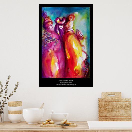 DE DERDE MASKBAL/Venetiaanse Carnival Masquerade B Poster (Keuken)
