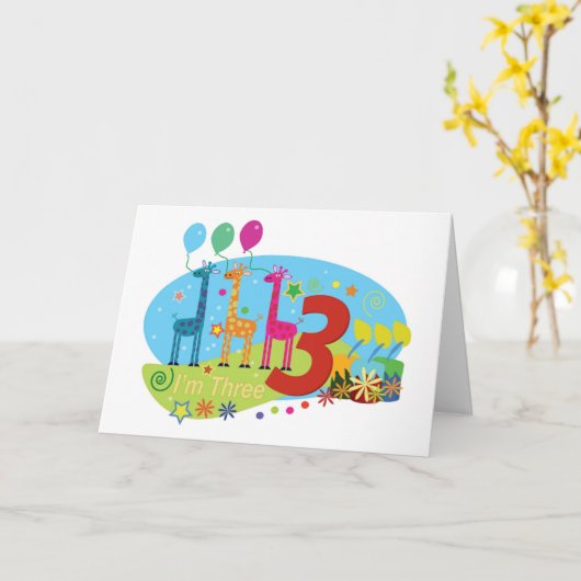 De derde verjaardag kaart (Gele Bloem)