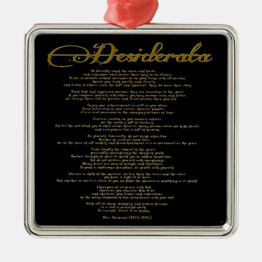 De Desiderata "Gewenst dingen" Metalen Ornament (Voorkant)