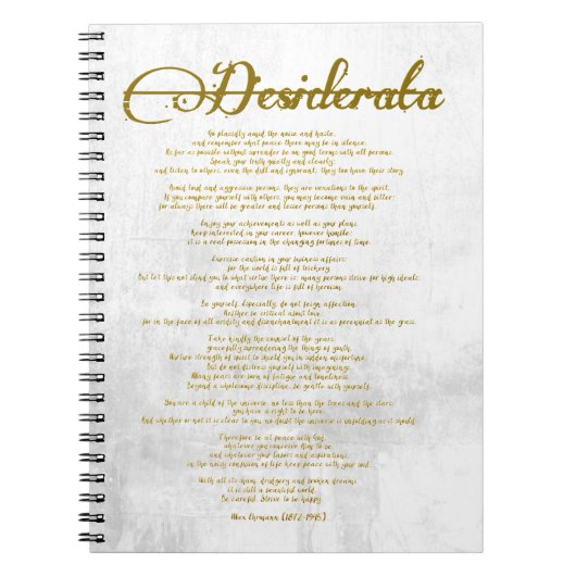 De Desiderata "Gewenst dingen" Notitieboek (Voorkant)
