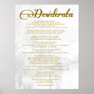 De Desiderata "Gewenst dingen" Poster