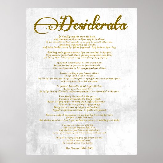 De Desiderata "Gewenst dingen" Poster (Voorkant)