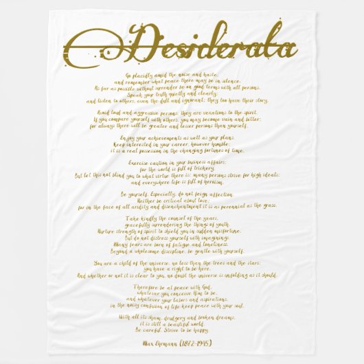 De Desiderata "Gewenste Dingen" DIY Kleur Fleece Deken (Voorkant)