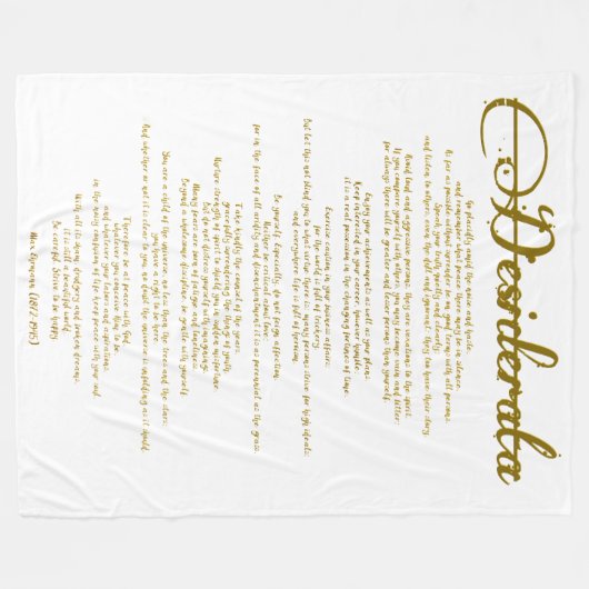 De Desiderata "Gewenste Dingen" DIY Kleur Fleece Deken (Voorkant (Horizontaal))