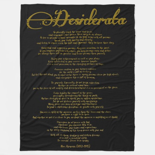 De Desiderata "Gewenste Dingen" DIY Kleur Fleece Deken (Voorkant)