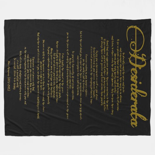 De Desiderata "Gewenste Dingen" DIY Kleur Fleece Deken (Voorkant (Horizontaal))