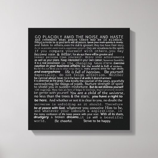De Desiderata muur hangen Canvas Afdruk (Voorkant)