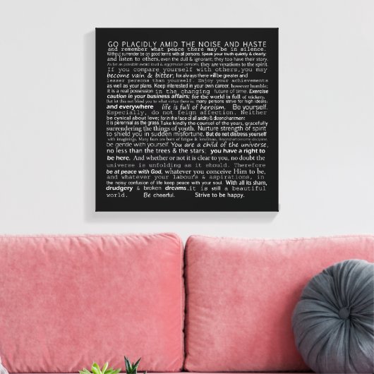 De Desiderata muur hangen Canvas Afdruk (Insitu (Woonkamer))