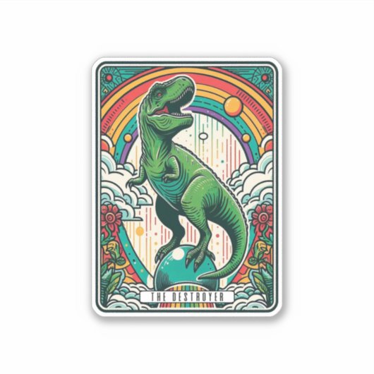 De Destroyer T-Rex Tarotkaart Sticker (Voorkant)