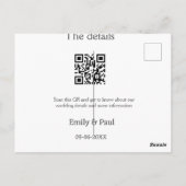 De details bruiloft website scan QR voeg paar naam Briefkaart (Achterkant)