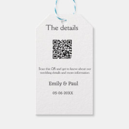 De details bruiloft website scan QR voeg paar naam Cadeaulabel
