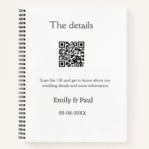 De details bruiloft website scan QR voeg paar naam Notitieboek