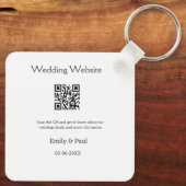 De details bruiloft website scan QR voeg paar naam Sleutelhanger (Achterkant)