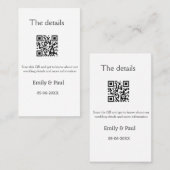 De details bruiloft website scan QR voeg paar naam Visitekaartje (Voorkant / Achterkant)