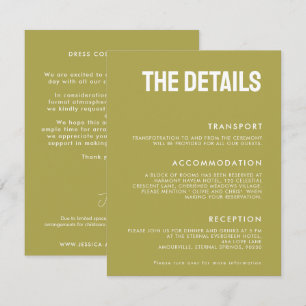 💍De DETAILS Minimalistische Elegante bruiloft Informatiekaartje