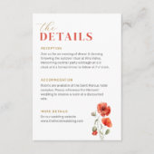 De details Poppy Wildflower Red Bright Wedding Informatiekaartje (Voorkant)