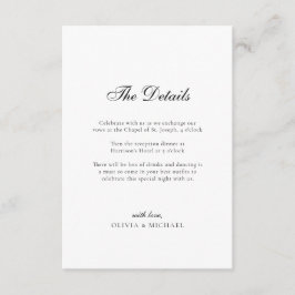 De Details Script Minimalistische Trouwkaart Informatiekaartje
