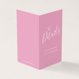 De details van de trouwgebeurtenis gastschema roze kaart