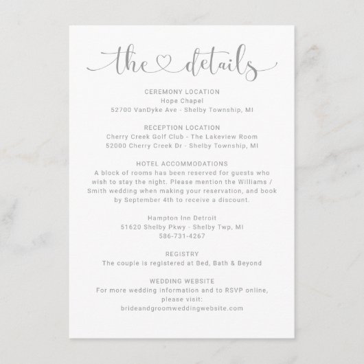 De details Zilveren de Informatie van de Bieden va Informatiekaartje (Voorkant)