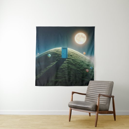 De deur onder de maan - surrealistische droomkunst wandkleed (In situ)