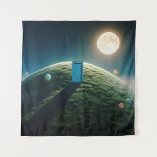 De deur onder de maan - surrealistische droomkunst wandkleed