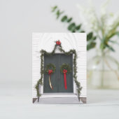 De Deur van de kerk bij Kerstmis Feestdagenkaart (Staand voorkant)