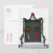 De Deur van de kerk bij Kerstmis Feestdagenkaart (Voorkant / Achterkant)
