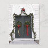 De Deur van de kerk bij Kerstmis Feestdagenkaart (Voorkant)