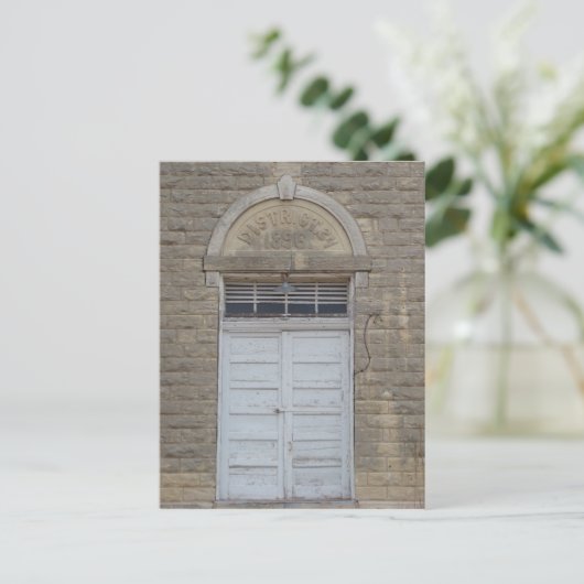 De deur van het schoolhuis briefkaart (Staand voorkant)