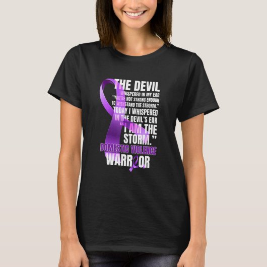 De Devil Domestic Violence Awareness Support Ribb T-shirt (Voorkant)