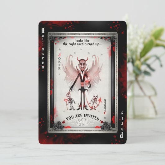 De Devil Joker Halloween-spelkaart Kaart (Staand voorkant)