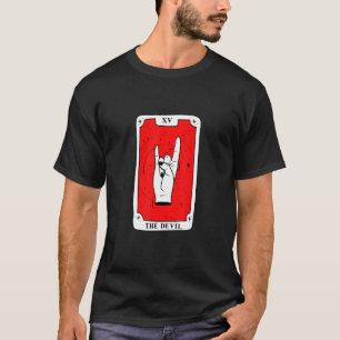 De Devil Tarot Kaart Heavy Metal Hand Sign Gothic T-shirt