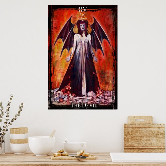 De Devil Tarot Kaart Print (Keuken)
