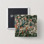 De Devonshire Hunting Tapestries Vierkante Button 5,1 Cm (Voorkant /achterkant)