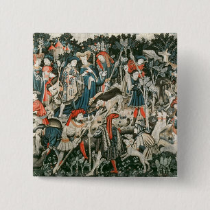 De Devonshire Hunting Tapestries Vierkante Button 5,1 Cm