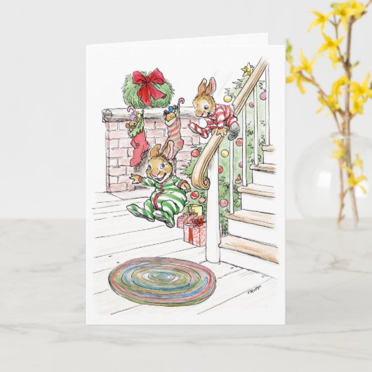 De dia van de ochtendkonijntjes van Kerstmis Kaart (Gele Bloem)