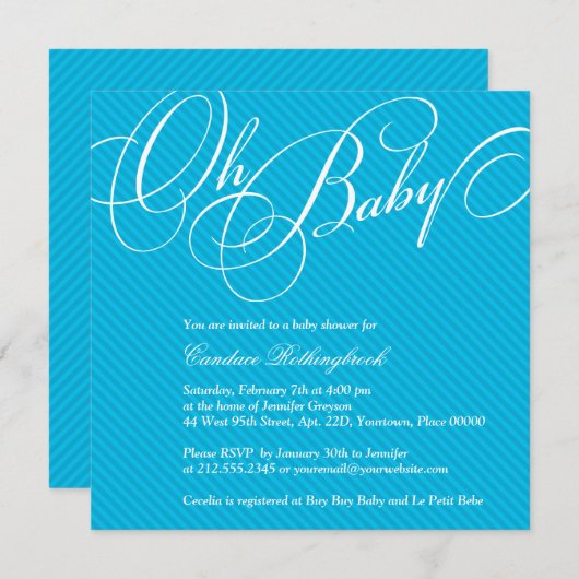 De Diagonalen van het manuscript in Cyaan Uitnodig Kaart (Voorkant / Achterkant)