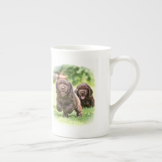 De DIBBLE Bone china mok "Kijk uit of hij komt". (Rechts)