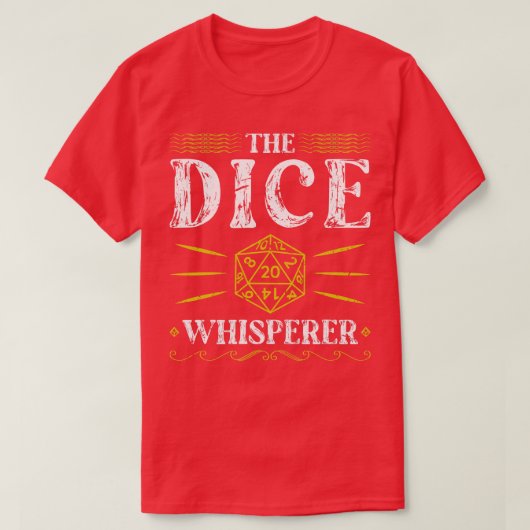 De Dice Whisperer D20 RPG Gamer T-shirt (Design voorkant)
