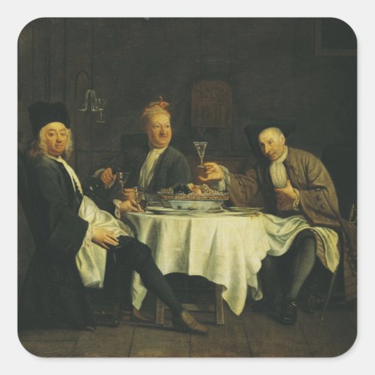 De dichter Alexis Piron aan de tafel Vierkante Sticker (Voorkant)