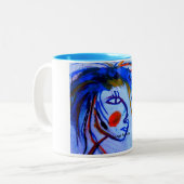 de dichter tweekleurige koffiemok (Voorkant links)