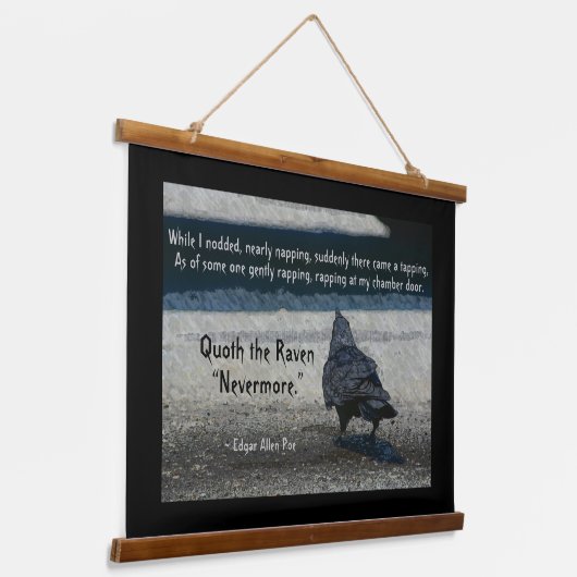 De dichter van Raven Edgar Allen Hangend Wandkleed (Gebogen)