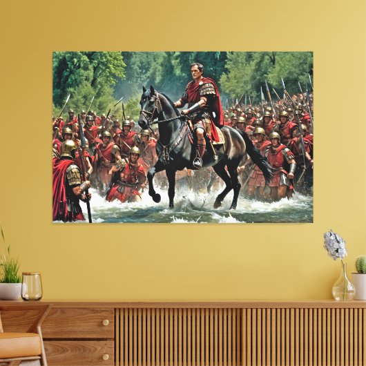 "De Die is Cast: Caesar's Rubicon Challenge" Canvas Afdruk (Insitu (Woonkamer))