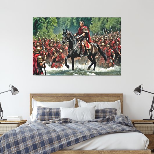 "De Die is Cast: Caesar's Rubicon Challenge" Canvas Afdruk (Insitu (Slaapkamer))