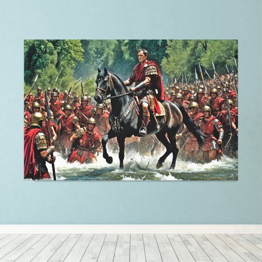 "De Die is Cast: Caesar's Rubicon Challenge" Canvas Afdruk (Insitu (Houten vloer))